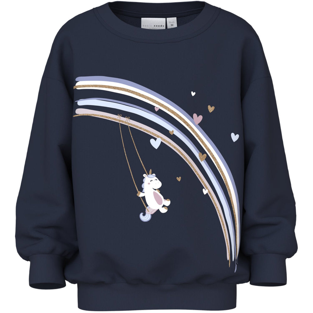 Køb Name It Navy Blazer Unicorn Rainbow Nmfvalona Ls Long Rlx Sweat Bru