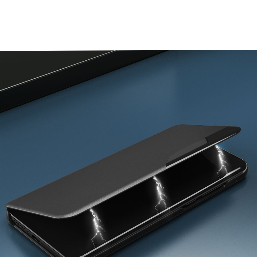 Samsung Galaxy S24 Ultra Leder Hülle Small Window View Flip Case - Schwarz