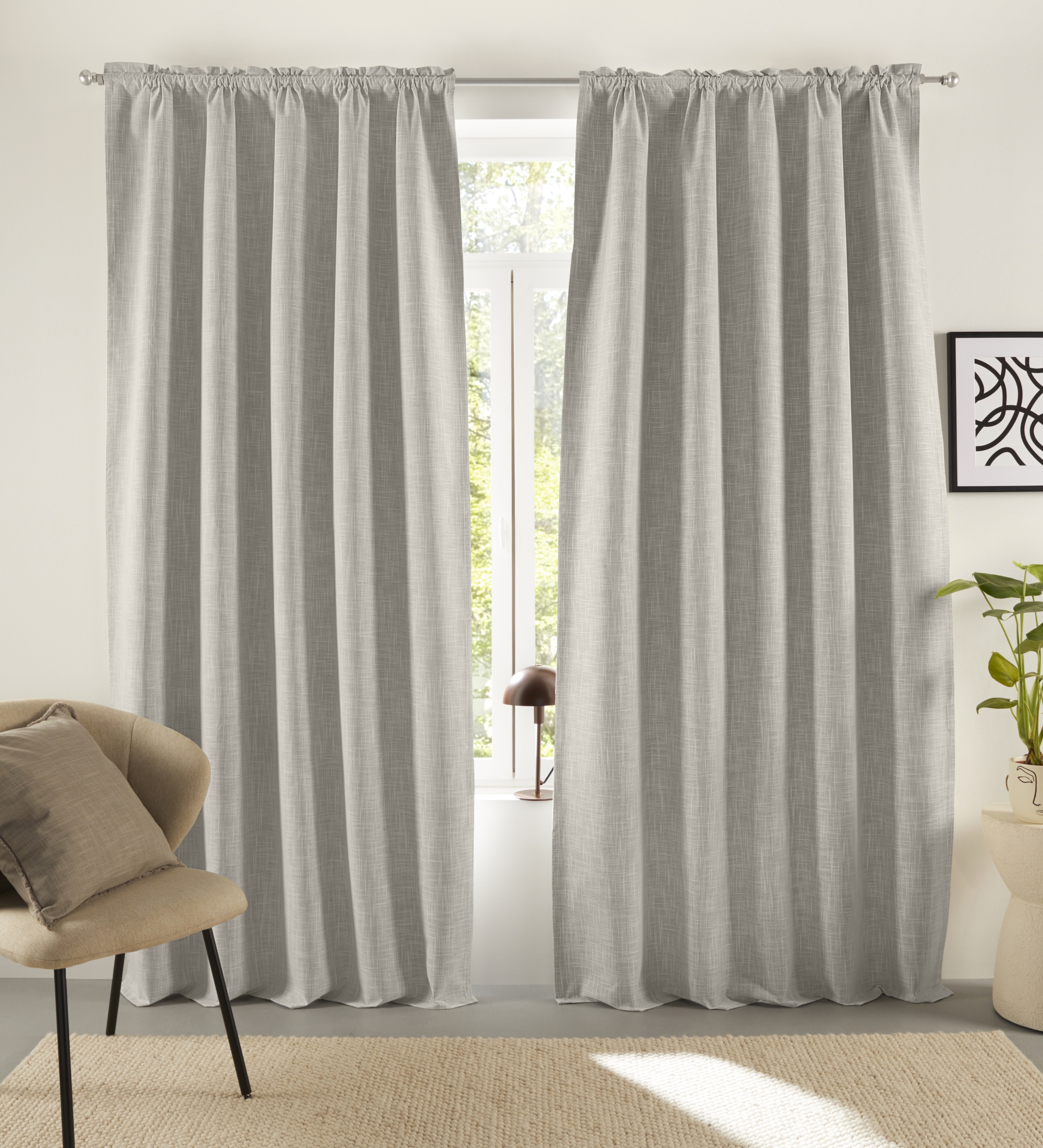 LeGer Home by Lena Gercke Verdunkelungsvorhang »Marusha« Stangendurchzug 1 Stk. tlg. Verdunkelnder Vorhang, blickdicht, Leinenoptik, verschiede Grössen,