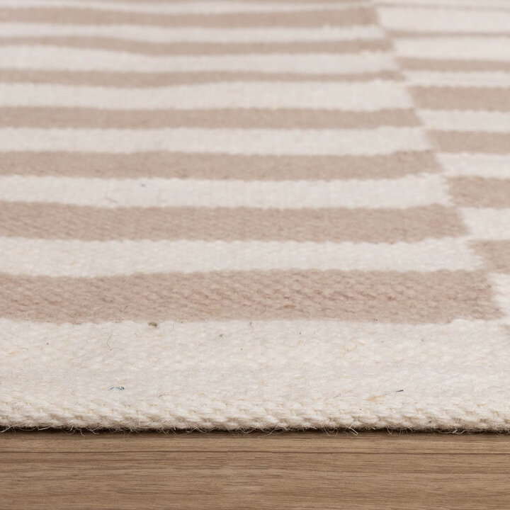Katoenen vloerkleed - Dazzle Blocks Beige/Wit