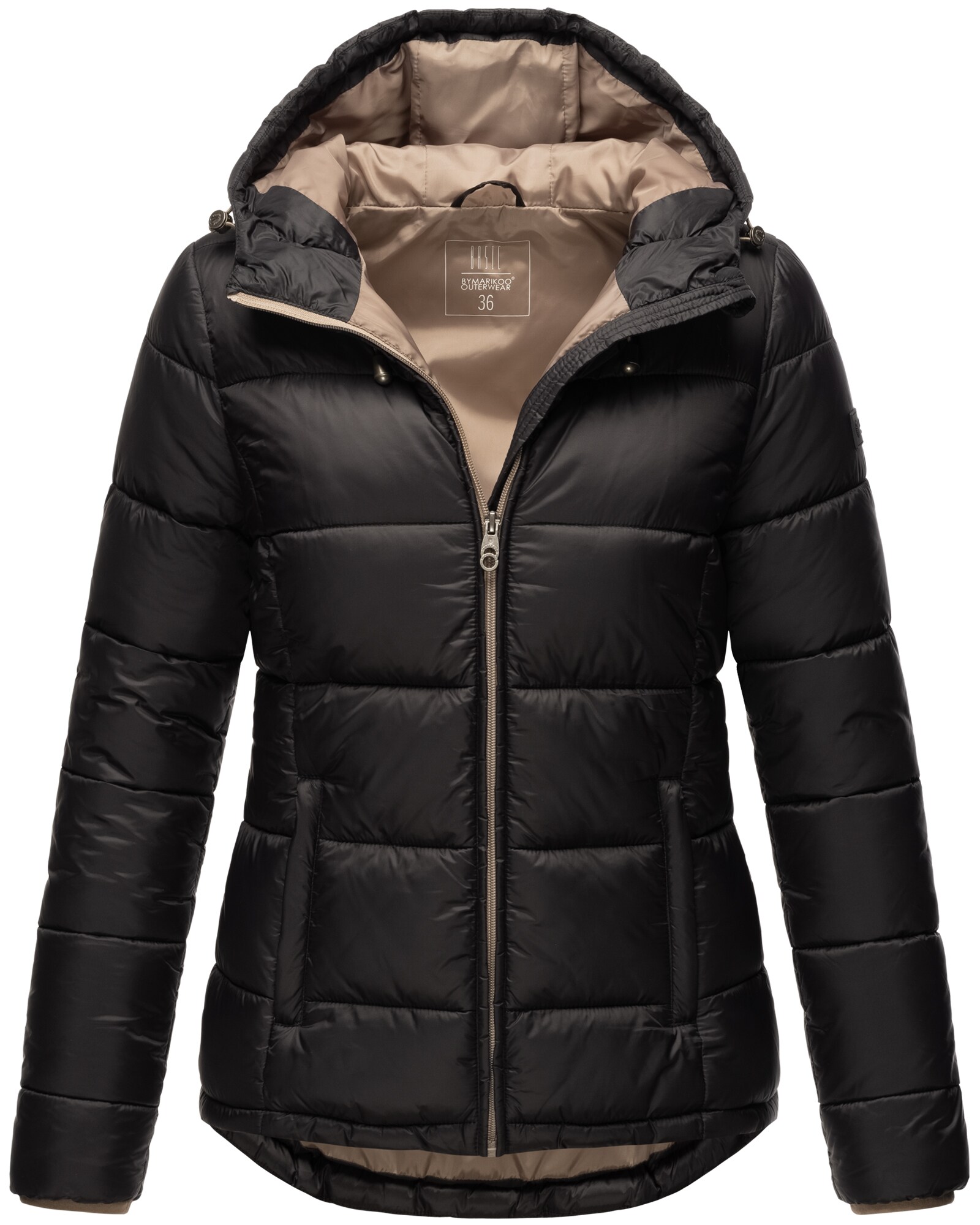 MARIKOO Damen Jacke Steppjacke Übergangsjacke Stepp Herbst gesteppt mit Kapuze Leandraa