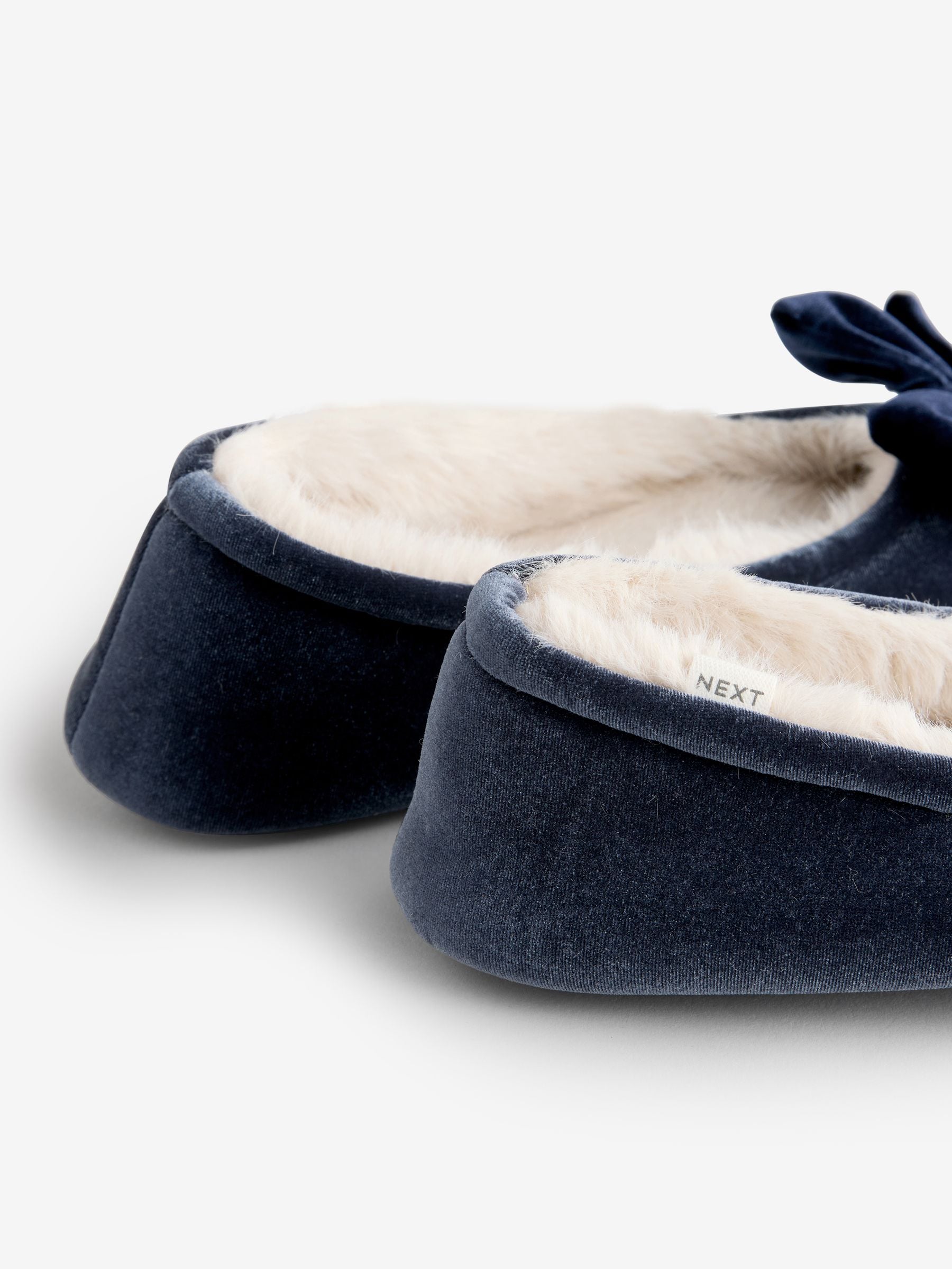 Marineblauw - Velvet Ballet Bow Flat Slippers