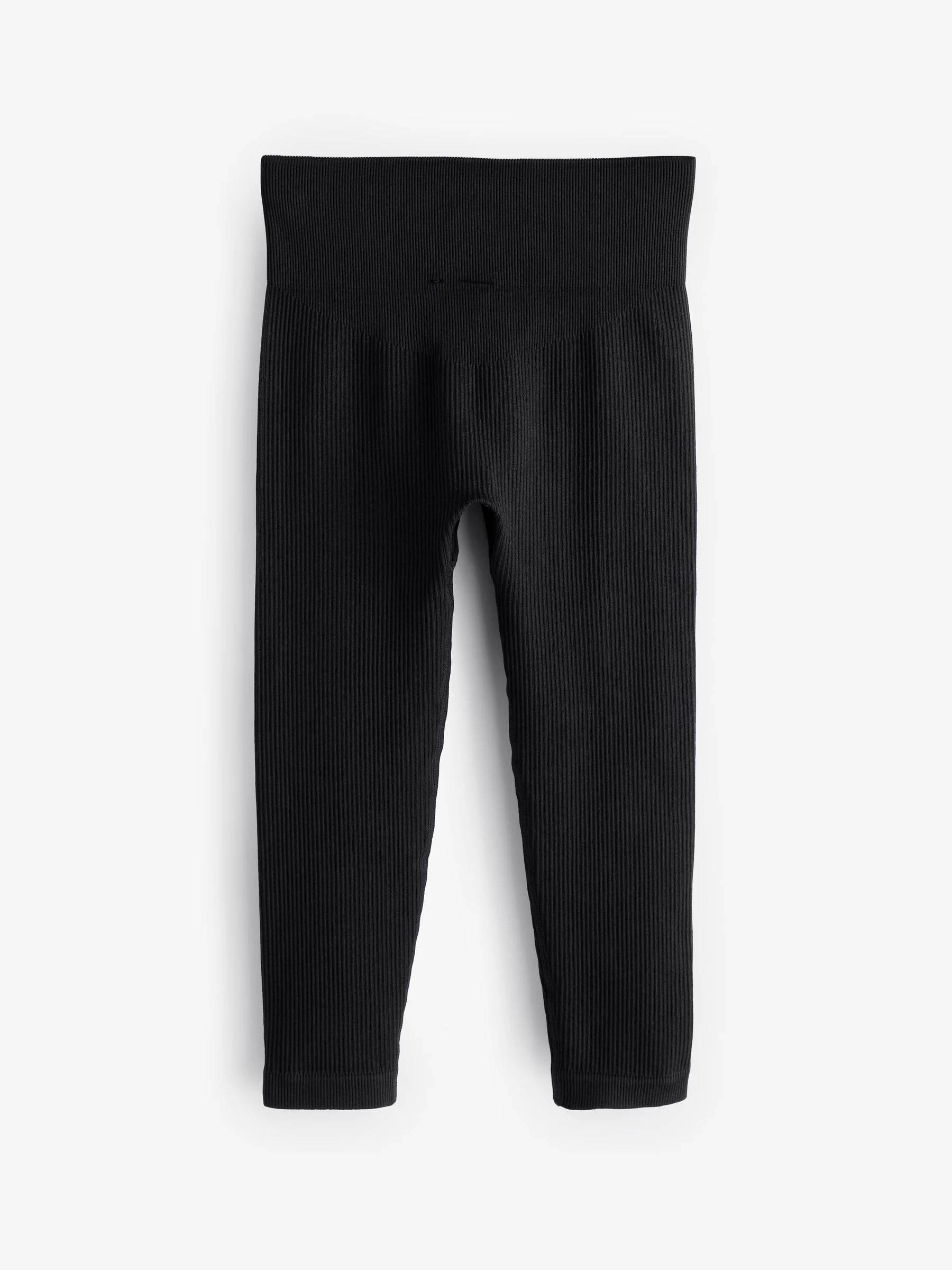 Zwart - Naadloze geribbelde leggings met hoge taille (3-16jaar)