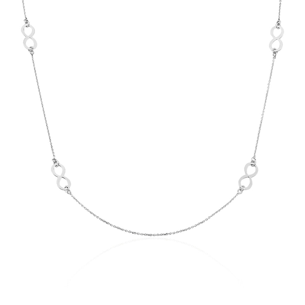 Collier Sautoir Infinity Argent Blanc
