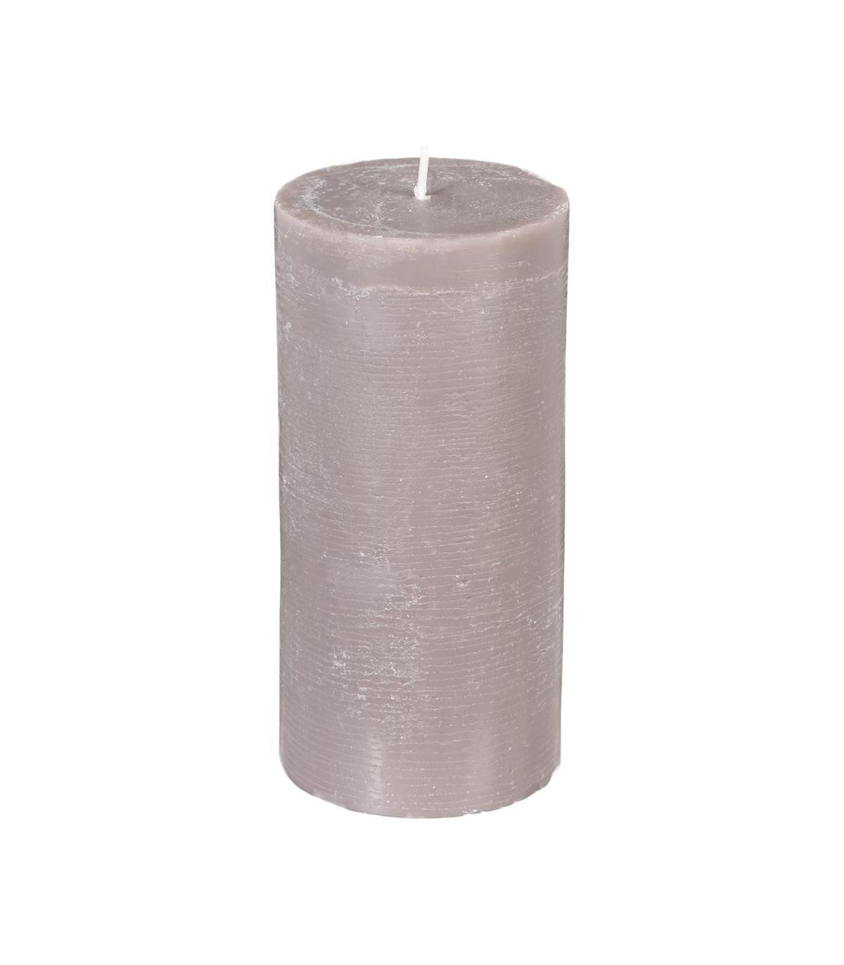 BOUGIE RONDE RUSTIC TAUPE 7X14CM