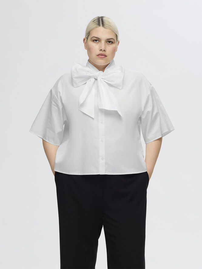 Selected Femme SLFJUNO 3/4 BOW SHIRT B Hvid