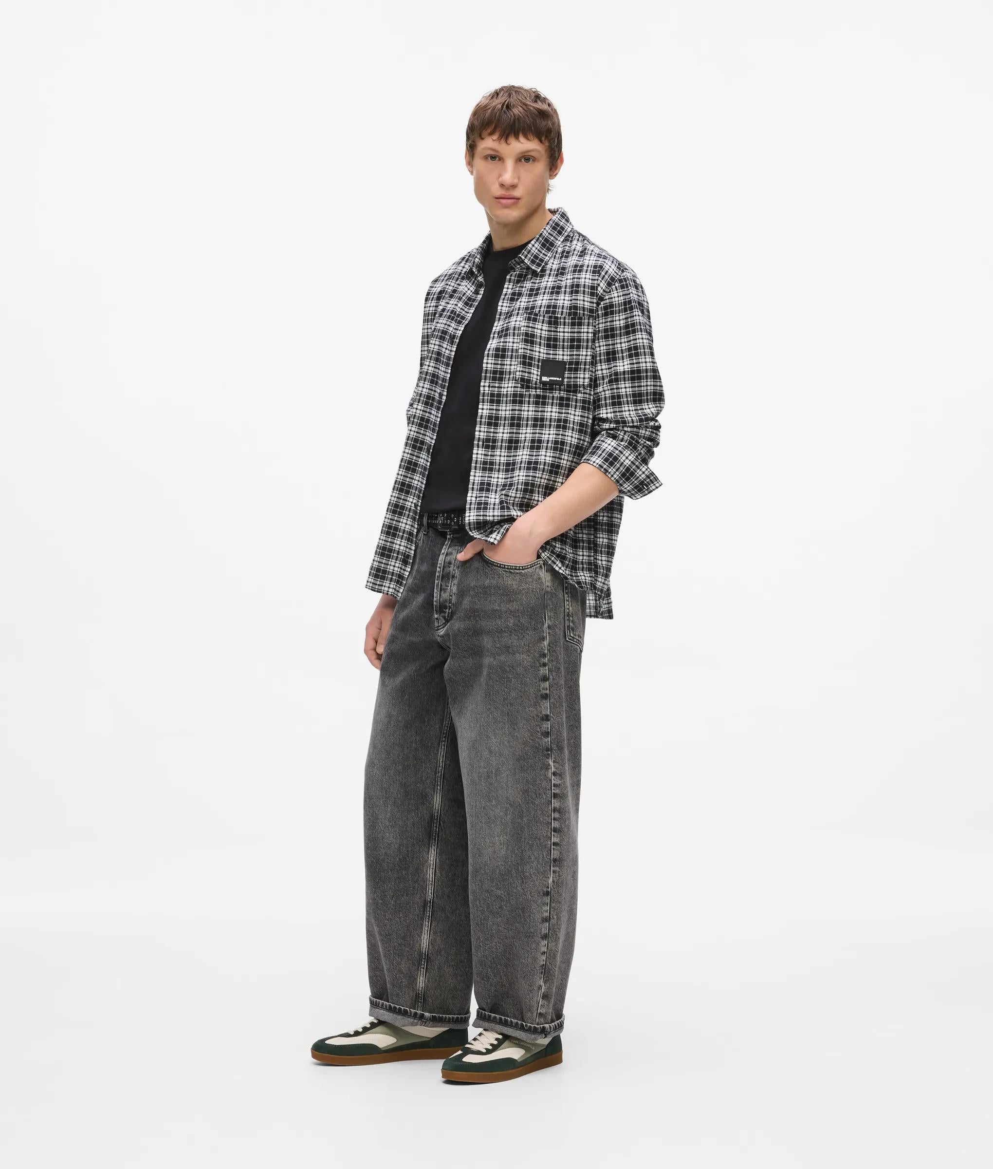 Wijde donkergrijze jeans