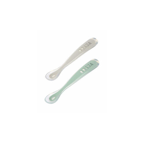 Lot de 2 cuillères 1er âge silicone Velvet Grey/Sage Green - BEABA