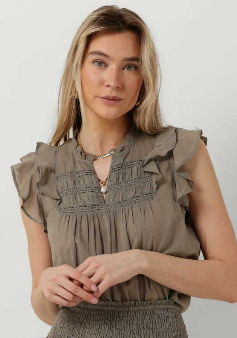 NOTRE-V taupe notre-v top voile top short sleeves