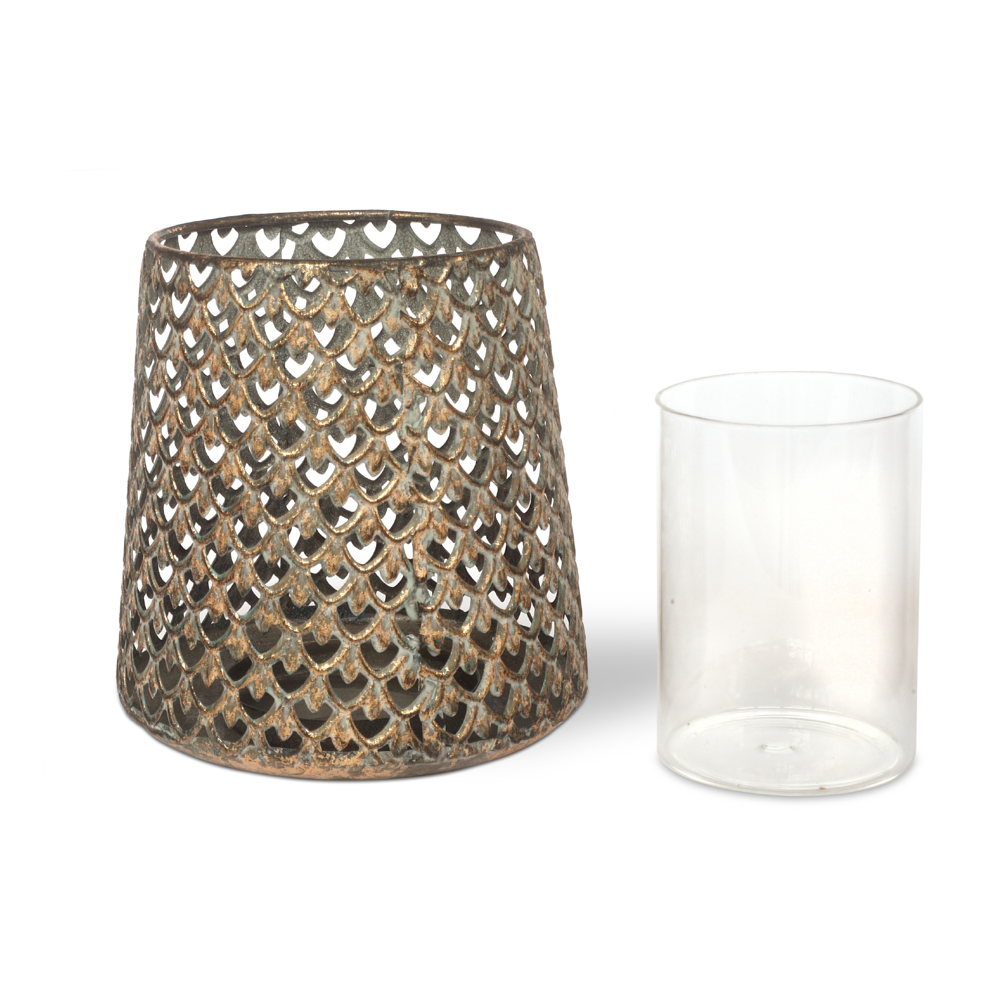 Windlicht 'Wialki', antik messing, Ø 14,5 cm, H 14,5 cm von fischer's lagerhaus