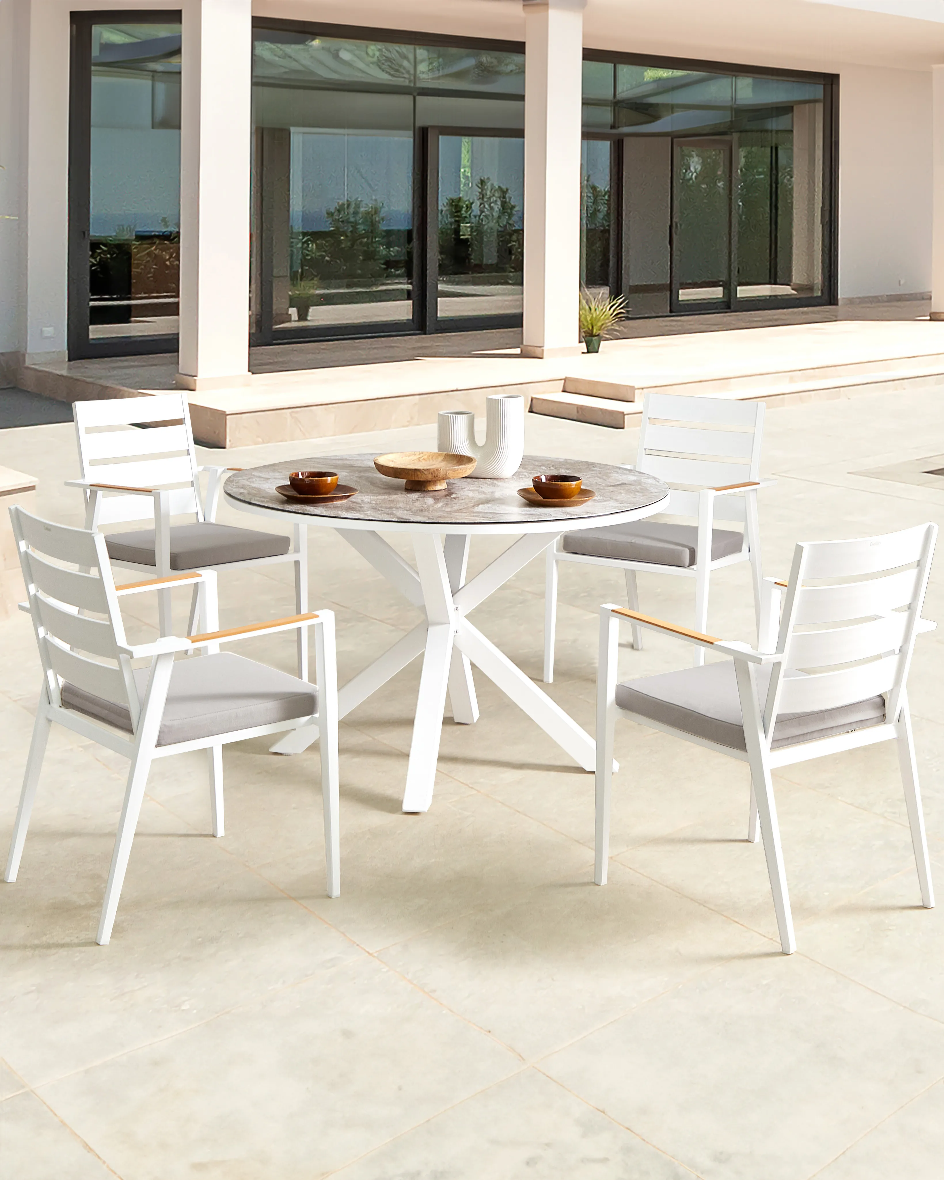 Set van 4 stoelen met zitkussen TAVIANO Metaal Grijs
