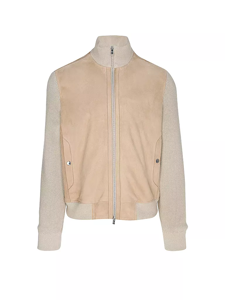 BOSS Lederjacke  beige
