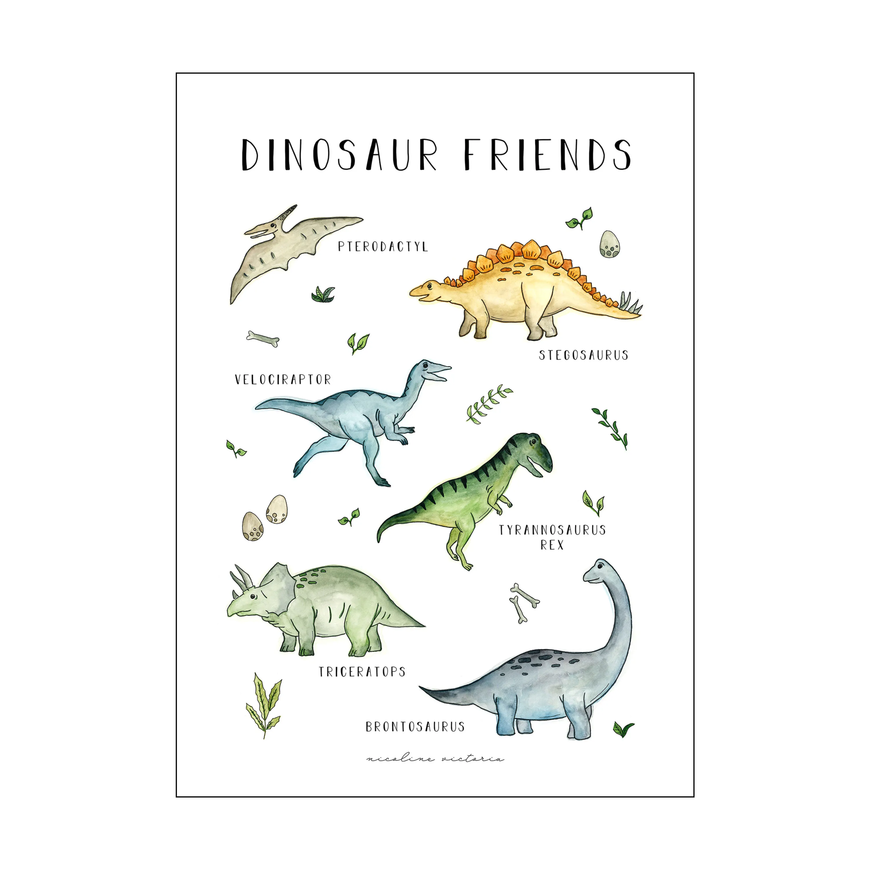 Poster&Frame Plakat - Dinosaur Friends