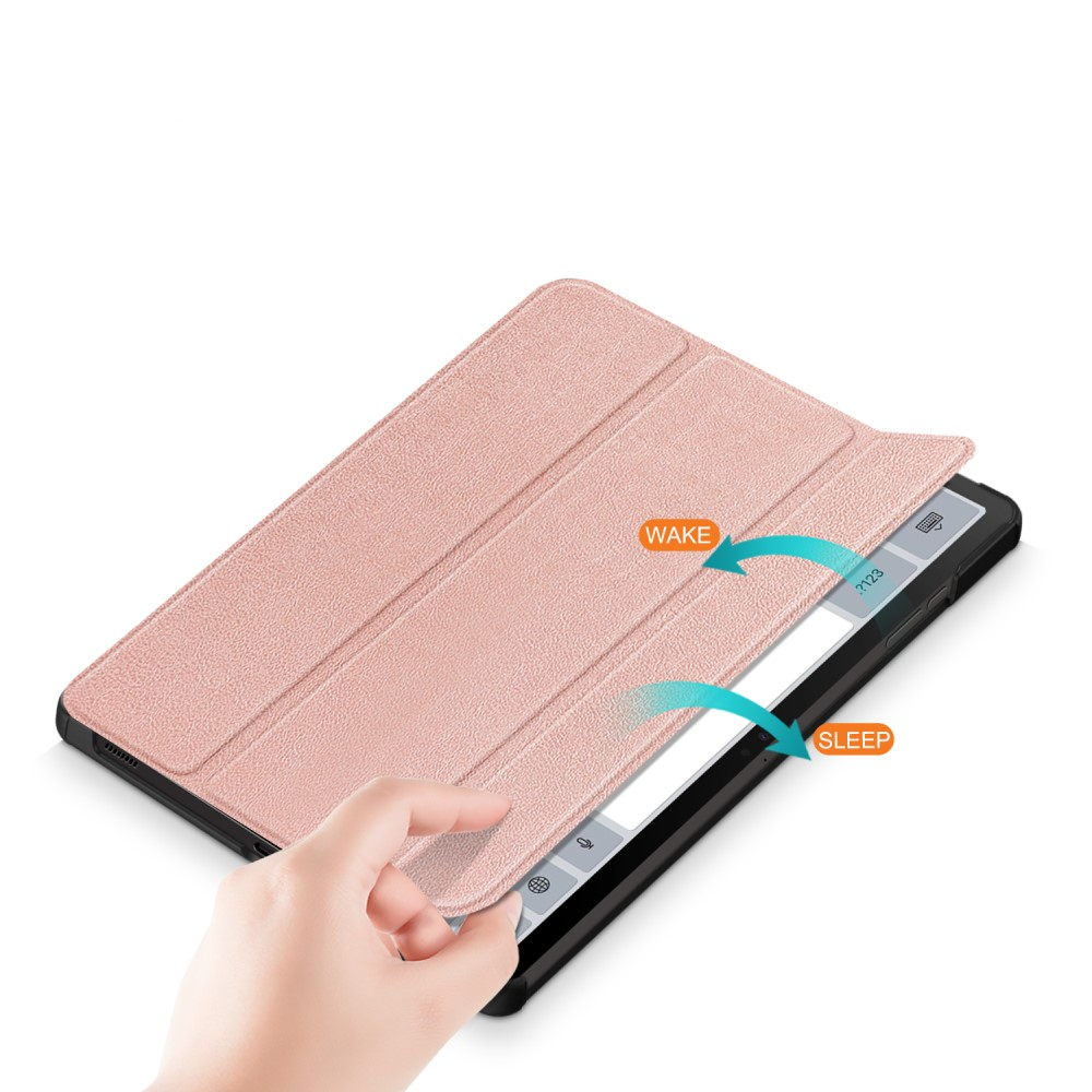 Samsung Galaxy Tab S9  Plus Leder Tasche Smart Cover Hülle Litchi Look   S-Pen Halterung - Roségold