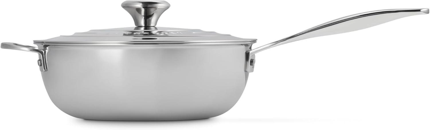 LE CREUSET Antihaftbeschichtete Sautépfanne mit Gegengriff aus 3-ply PLUS Edelstahl, 24 cm, 96601424001700