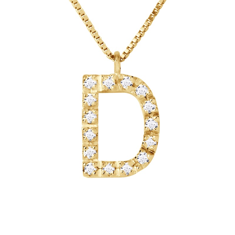 Collier ALPHABET Diamants 0,08 Cts  LETTRE 