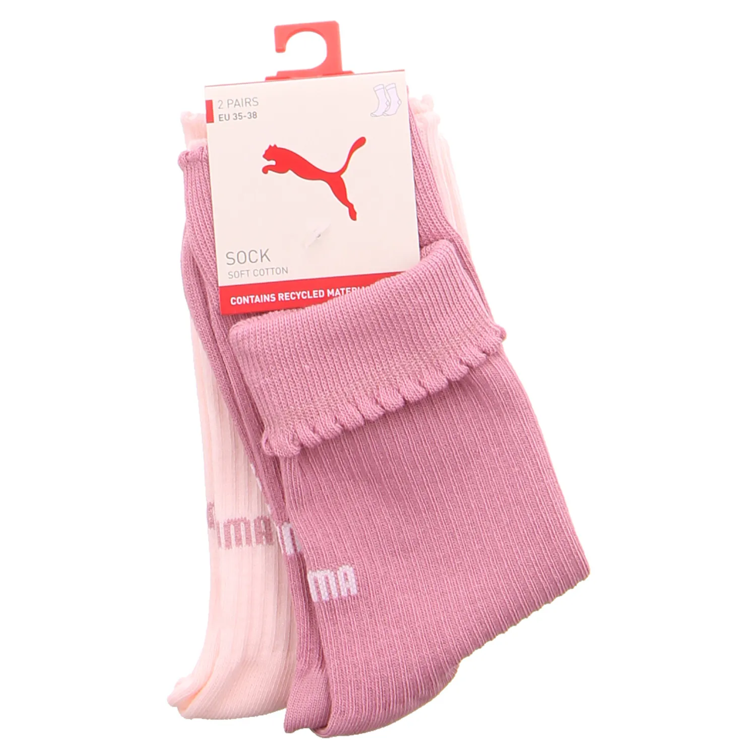 PUMA SOCKEN Freizeitsocken Rosa Textil  2-ER P.