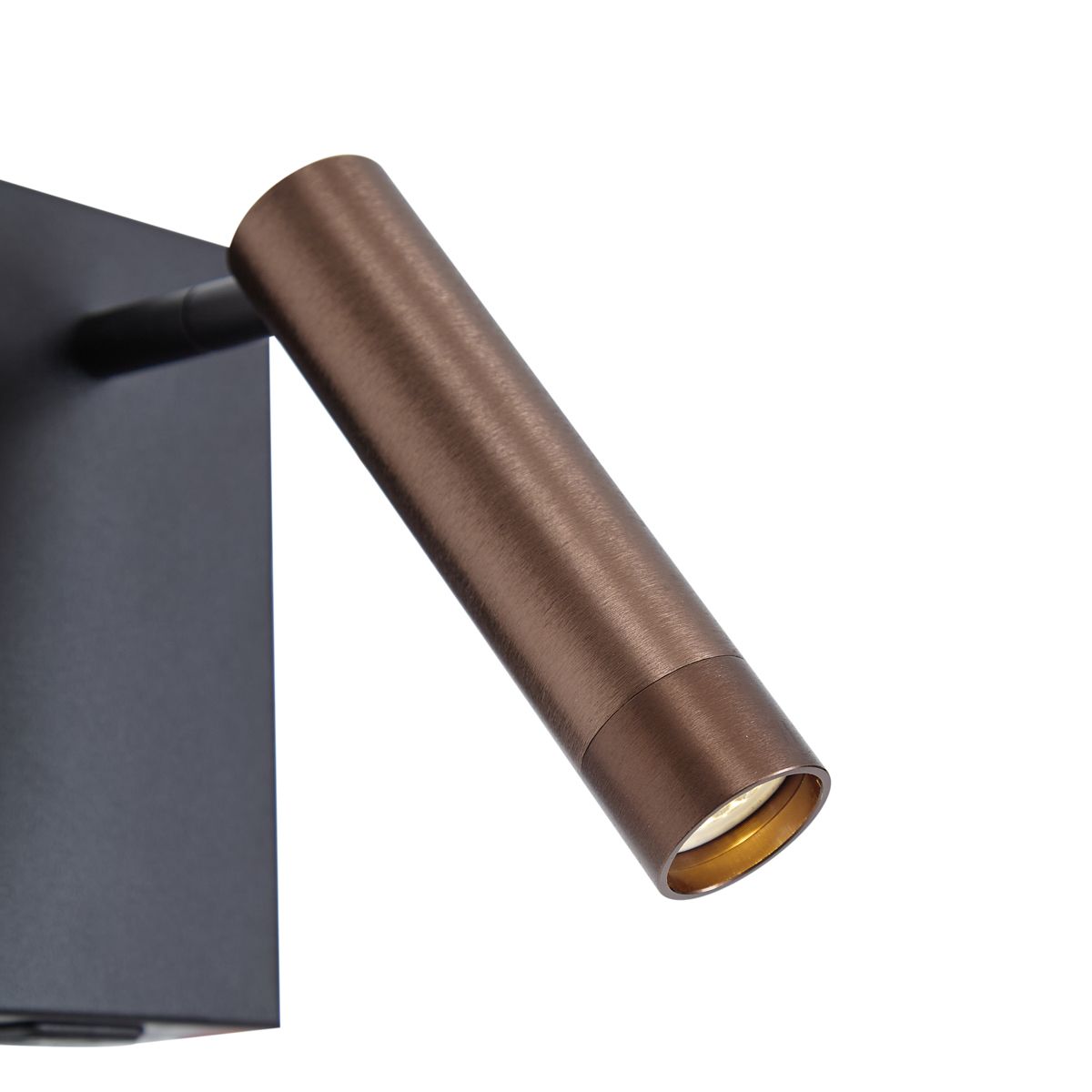Moderne wandlamp zwart met donker brons verstelbaar met USB-C - Croft
