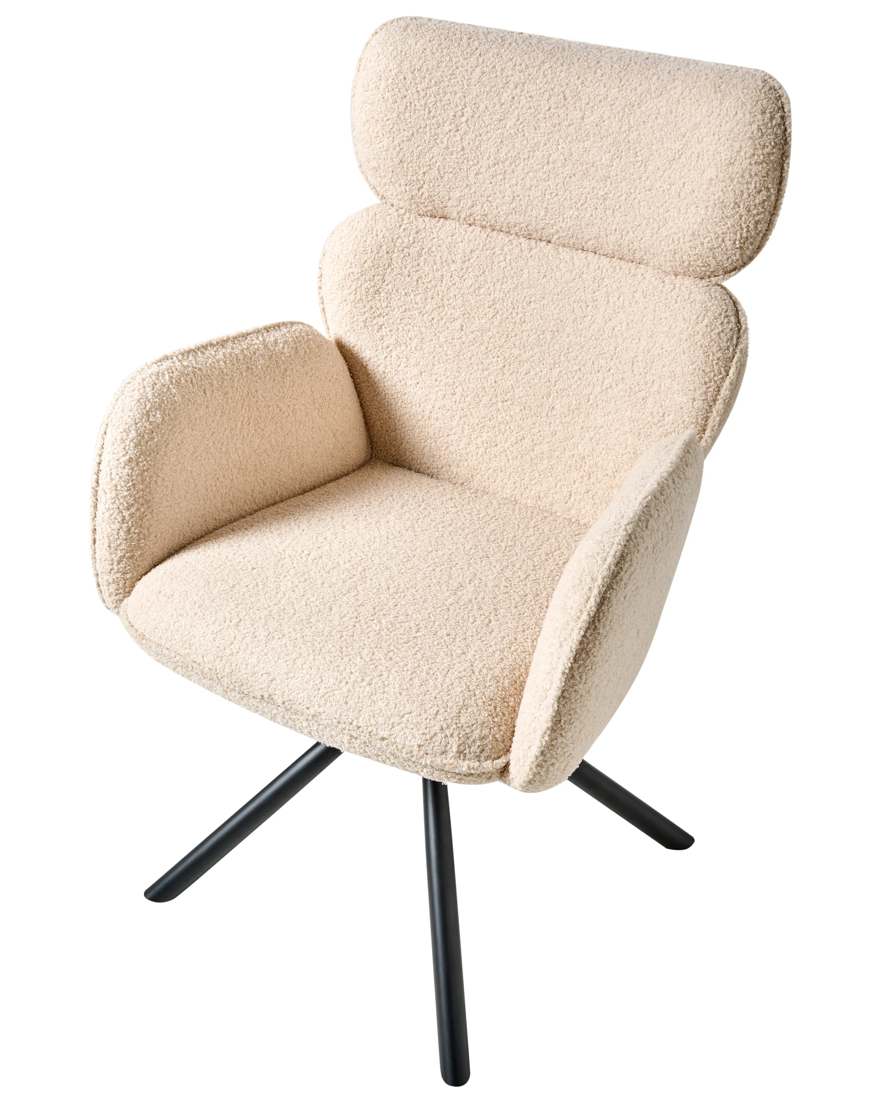 Eetkamerstoel draaibaar ALENE Bouclé Lichtbeige