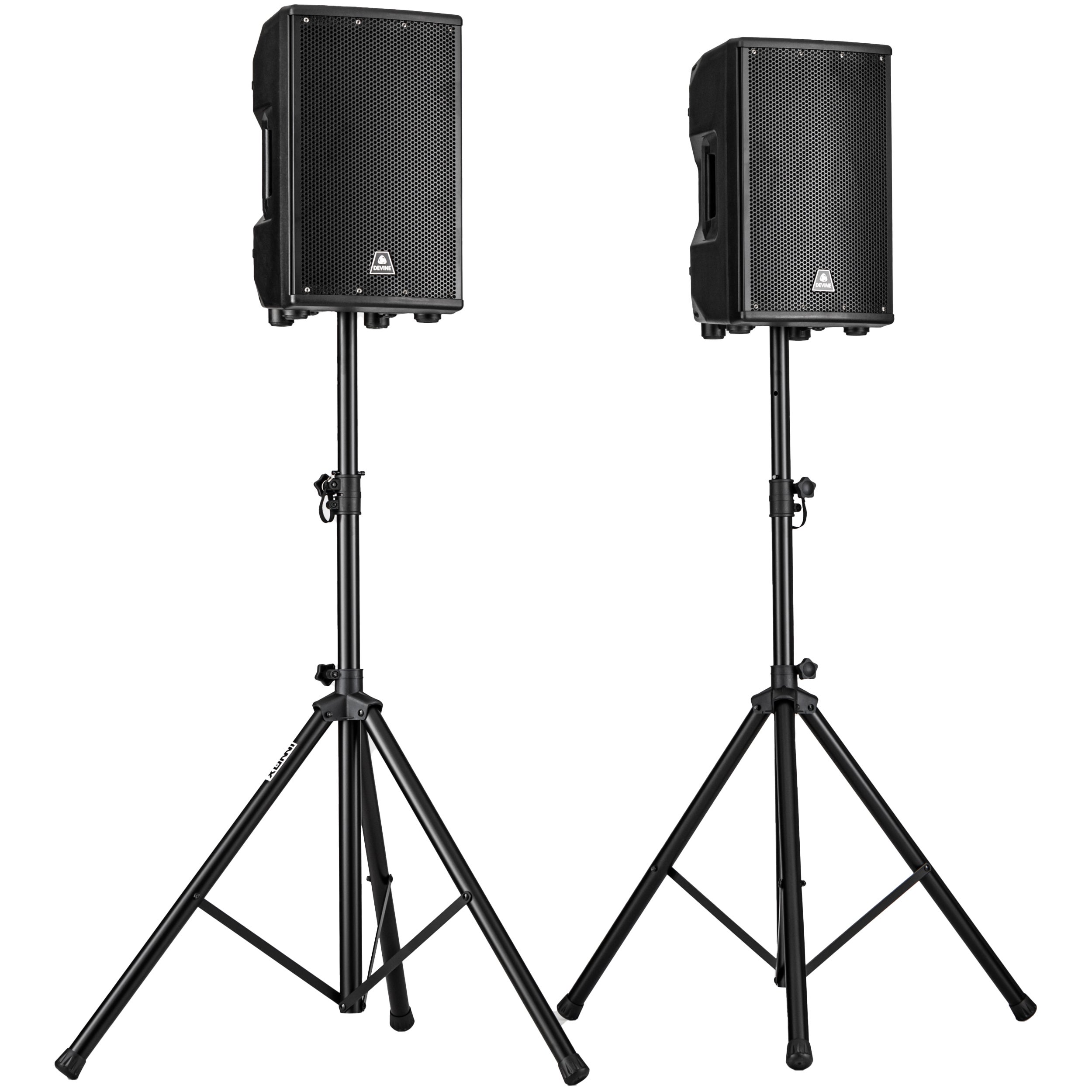 Devine Axeo 10A speakerset met statieven voor omroep & muziek