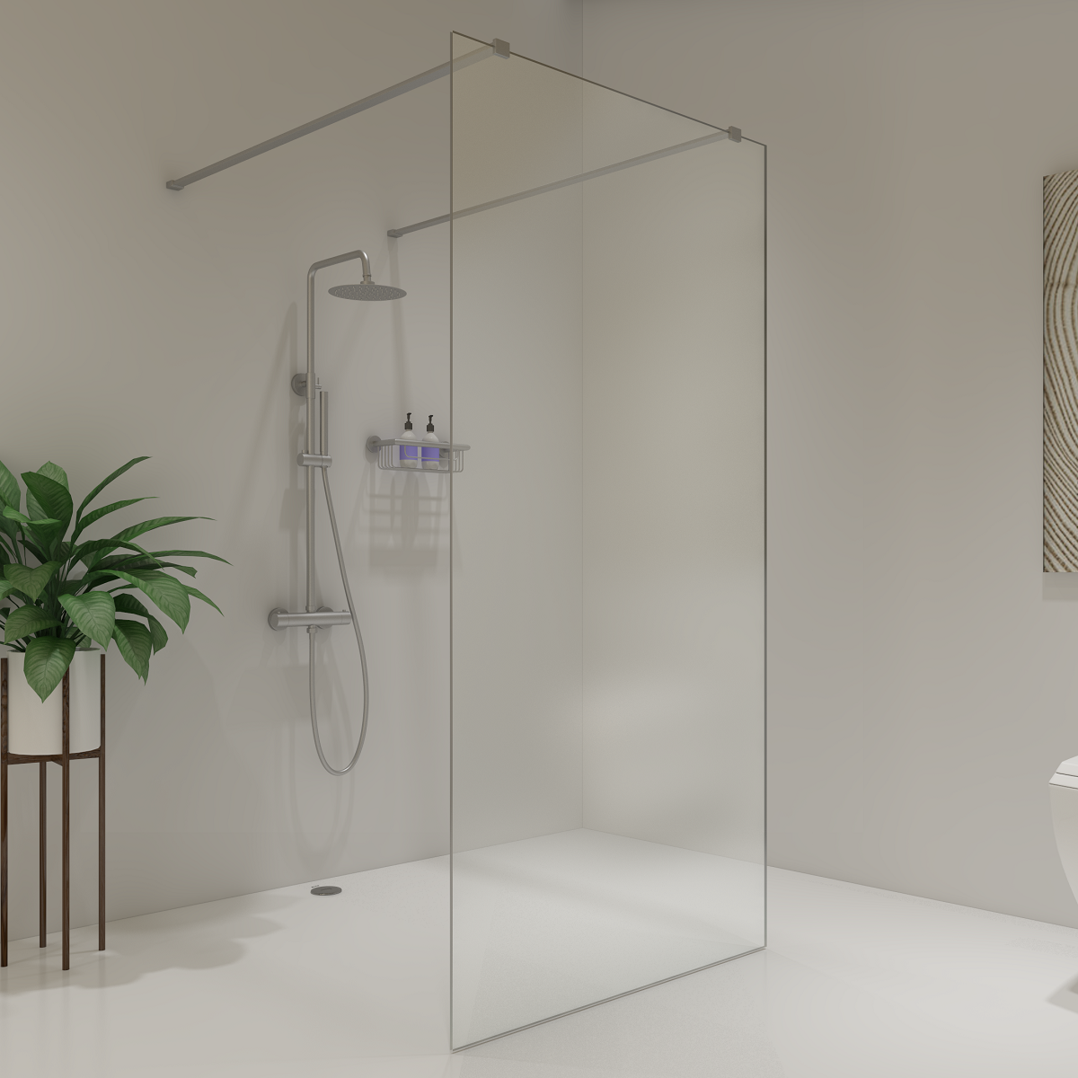Saniclear Redro vrijstaande douchewand 90x200cm RVS