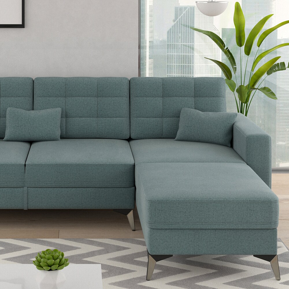 VitaliSpa Ecksofa Schlafsofa Boxspringsofa York Schlaffunktion Bettkasten blau