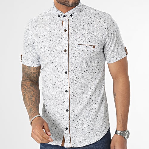 Chemise Manches Courtes Blanc Bleu