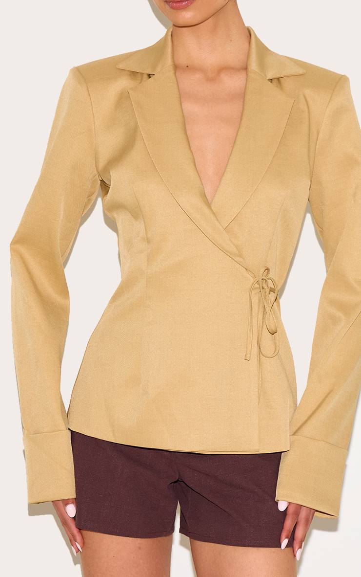 Taupe Blazer Tall Ultra Oversize À Liens Latéraux