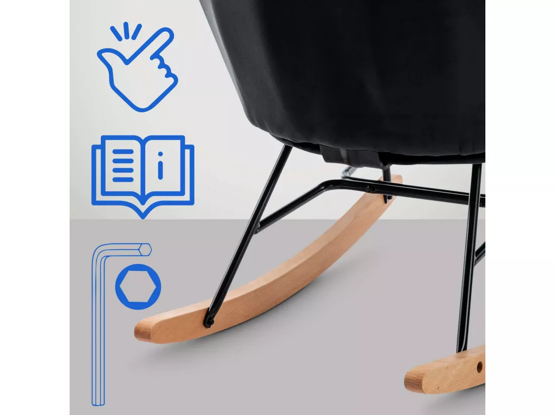 Chaise à bascule - Velours & Métal - Noir - Sanka