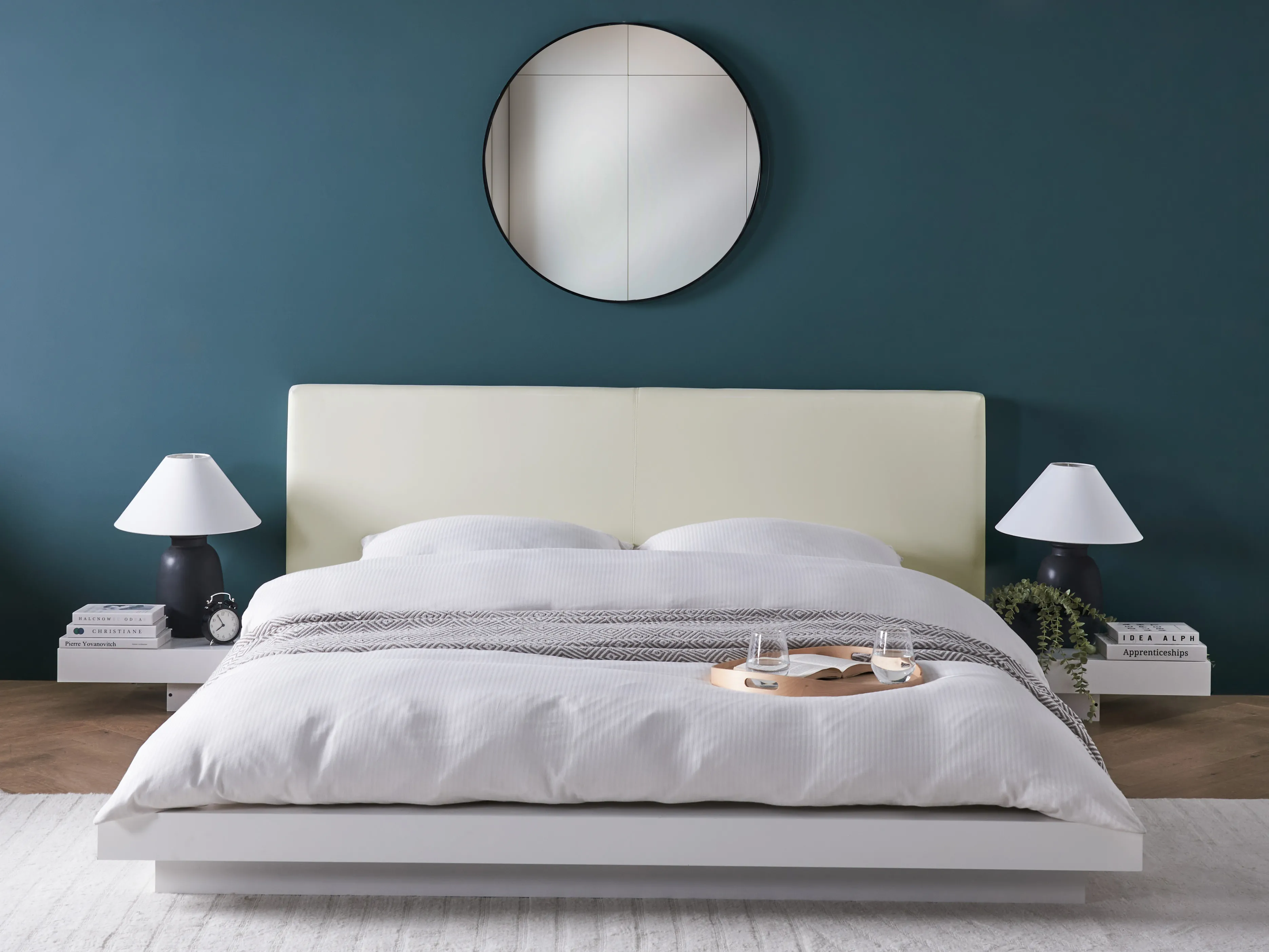 Bed met LED-verlichting Kunstleer ZEN 160 x 200 cm Wit