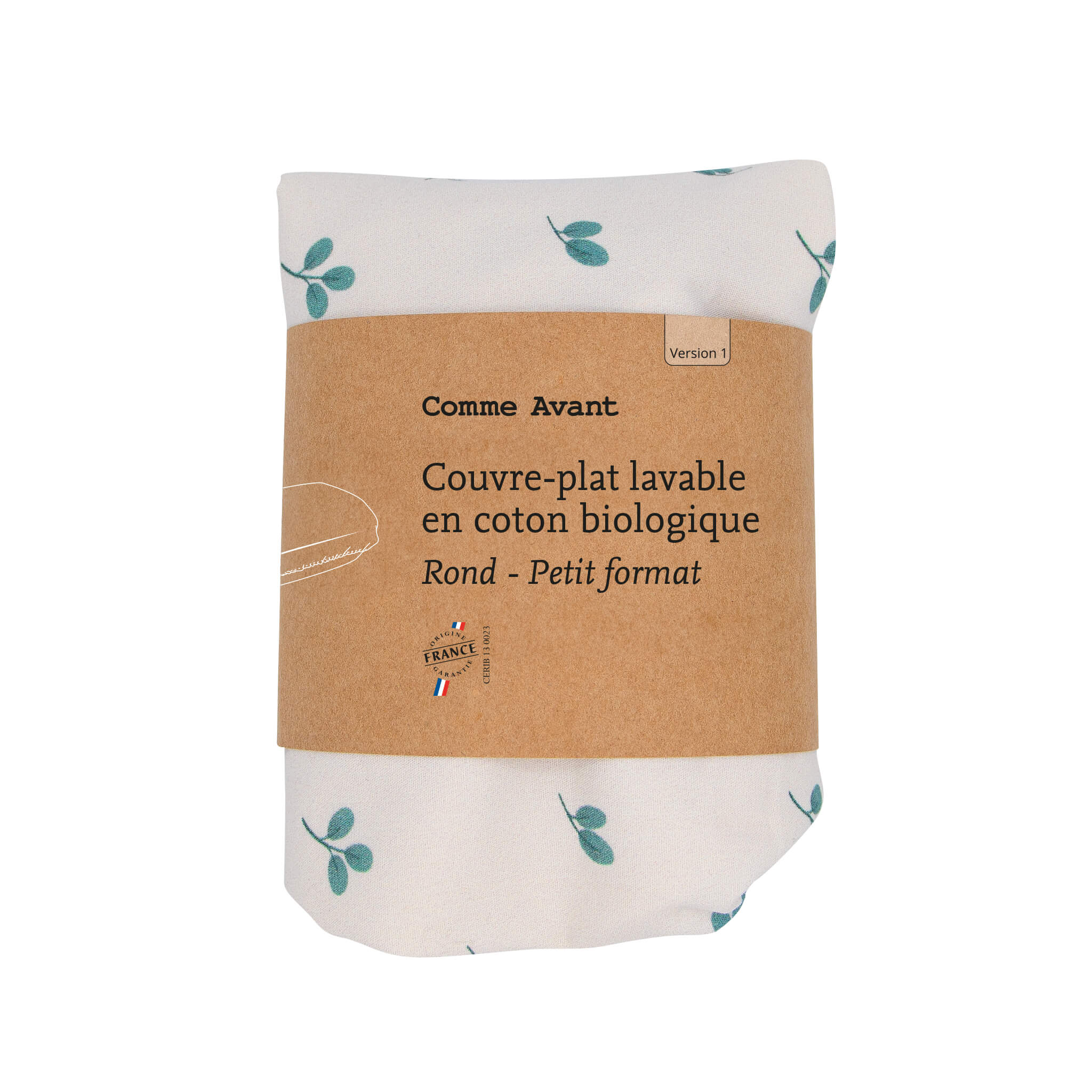 Couvre-plat lavable en coton - Version 1 - Grand rond / Abricot