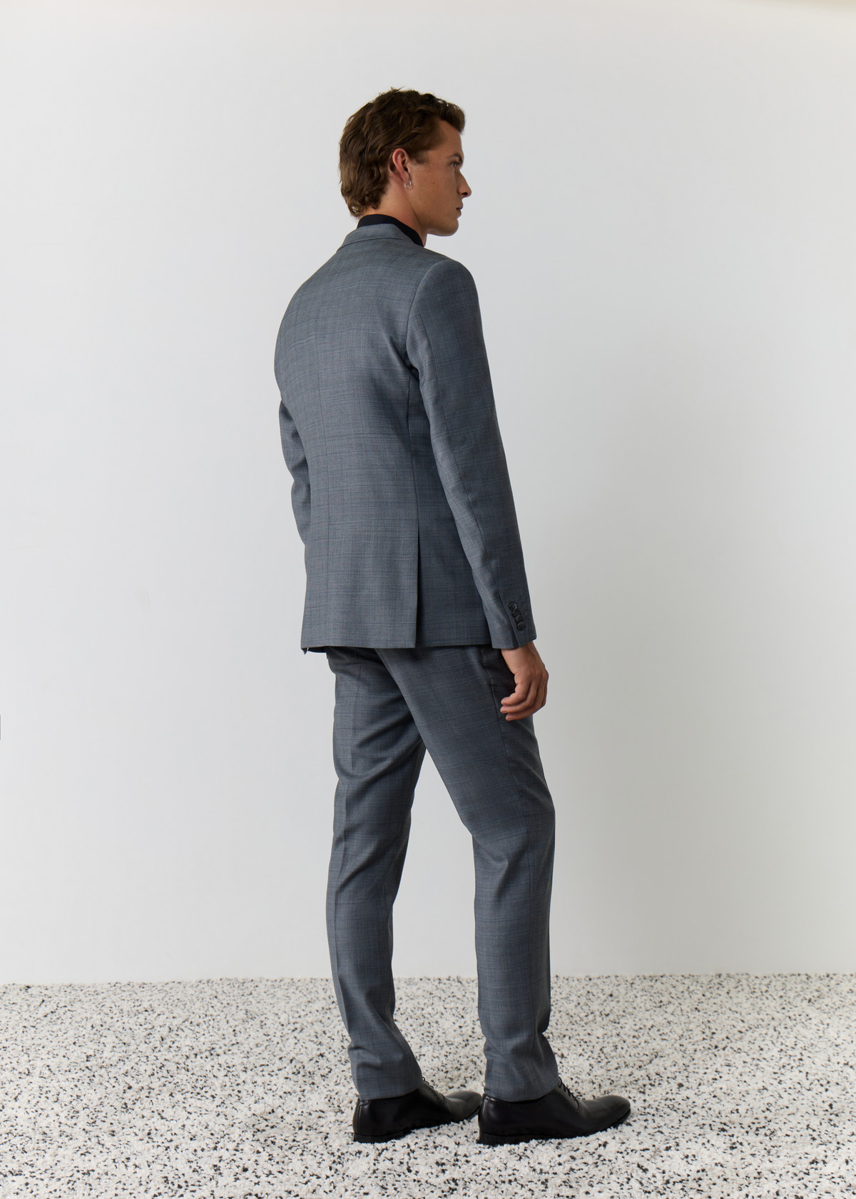 Costume 2 pièces Slim en laine gris clair Prince de Galles