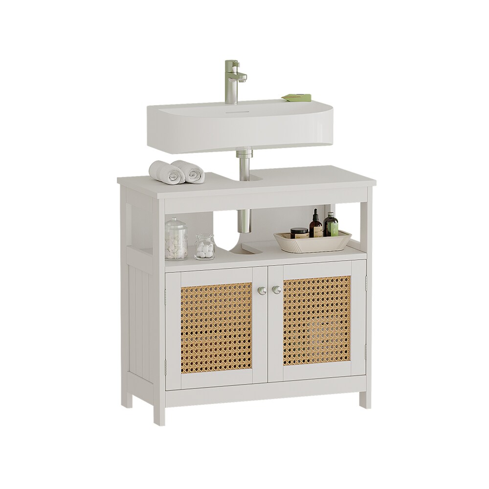 Vicco Waschtischunterschrank Rosario 60 x 60 cm, Weiß, 2 Türen, 1 Ablage, Badezimmer, modern