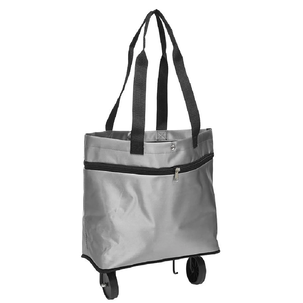 Chariot de course cabas 2-en-1 gris