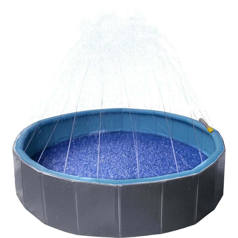 Piscine avec jet d'eau ø 160 x 30 cm bleu et gris pour chien