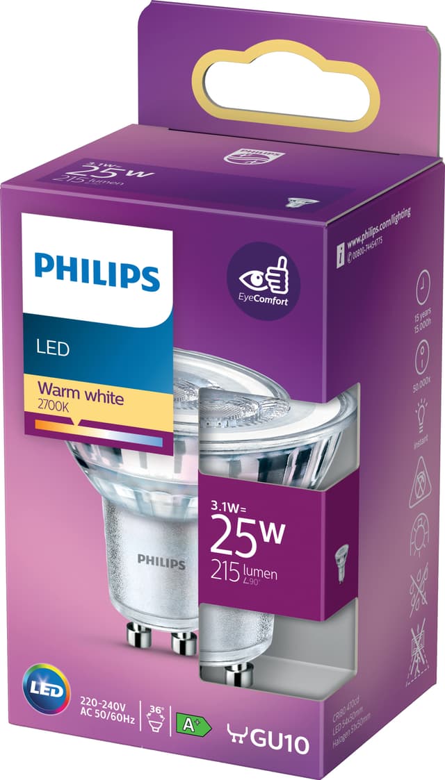 Philips LED-spotlys 3.1W GU10