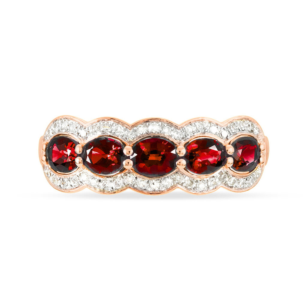 Bague Margaux Or Rose Grenat Et Diamant