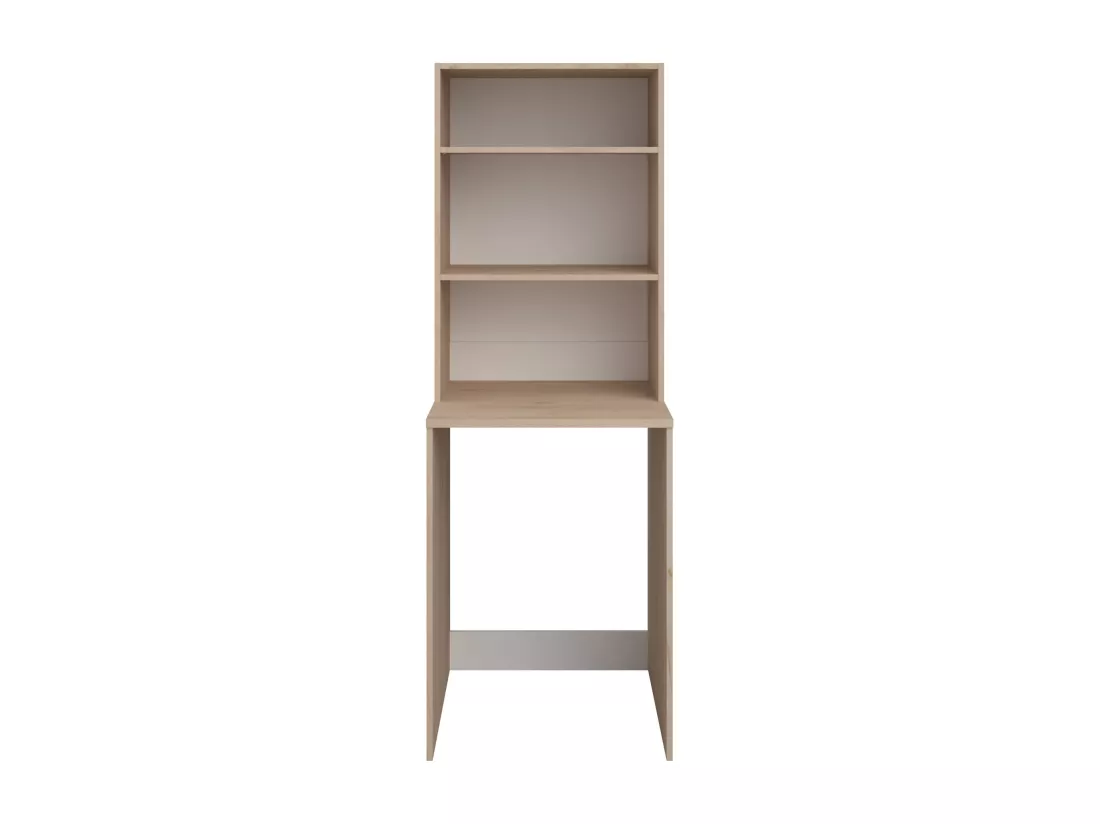 Meuble pour 2 machines à laver avec étagères, penderie, placard et colonne - Naturel clair et blanc - L269 x H184 cm - ERKANO