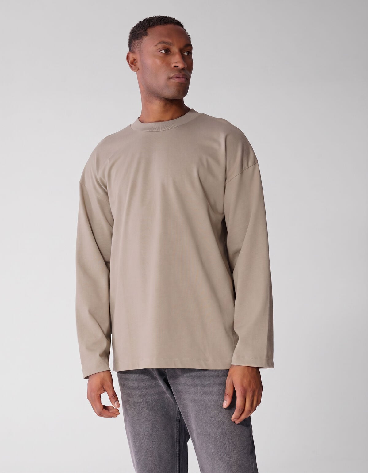 Basis Relaxed Fit Longsleeve Lichtgroen