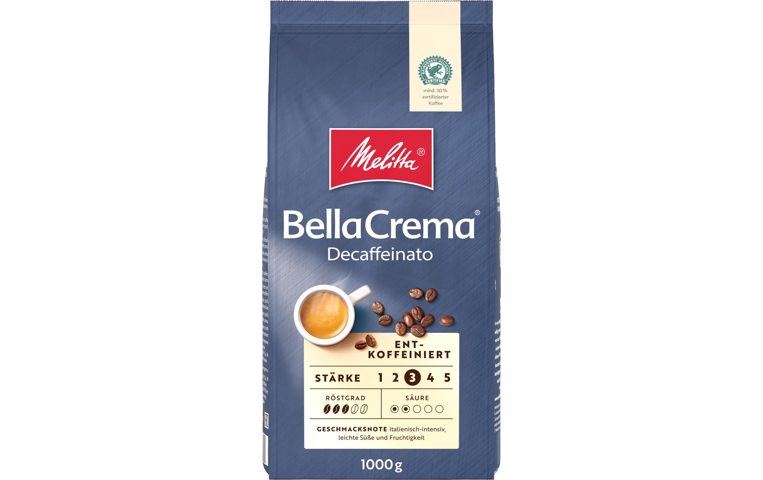 Kaffeebohnen BellaCrema Decaffeinato 1000 gKoffeinfreier Kaffeegenuss