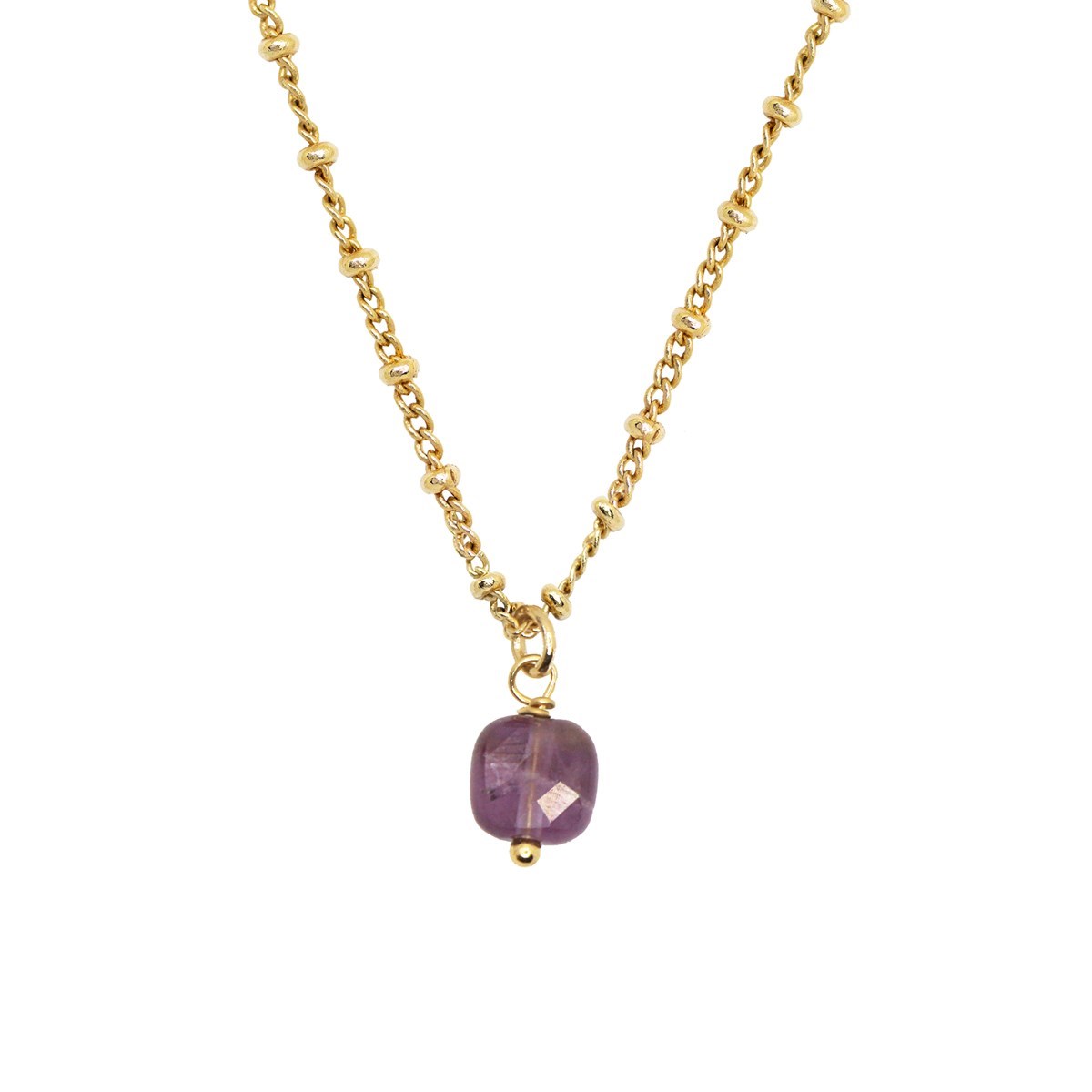 Collier pierre amethyste doré à l'or fin 24k AVA