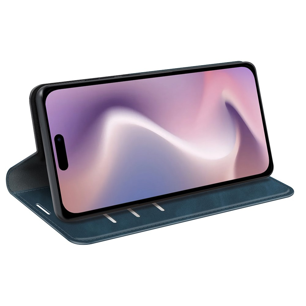 iPhone 16 Pro Max Vintage Leder Tasche Flip Cover Fashion Design - Blau
