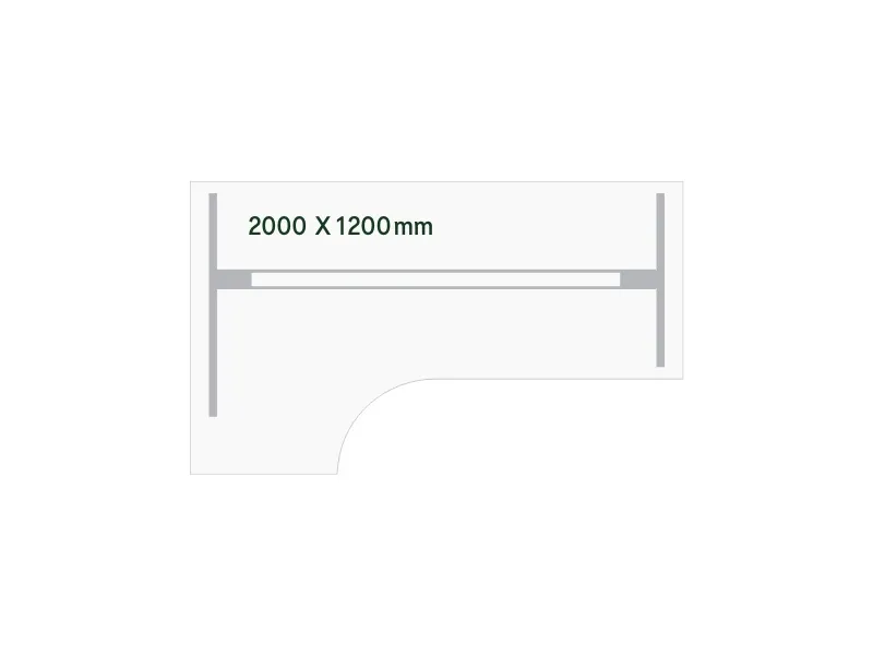 Hæve-sænkebord DNA 2000x1200 mm Venstre Antracit 2-ben/Sort