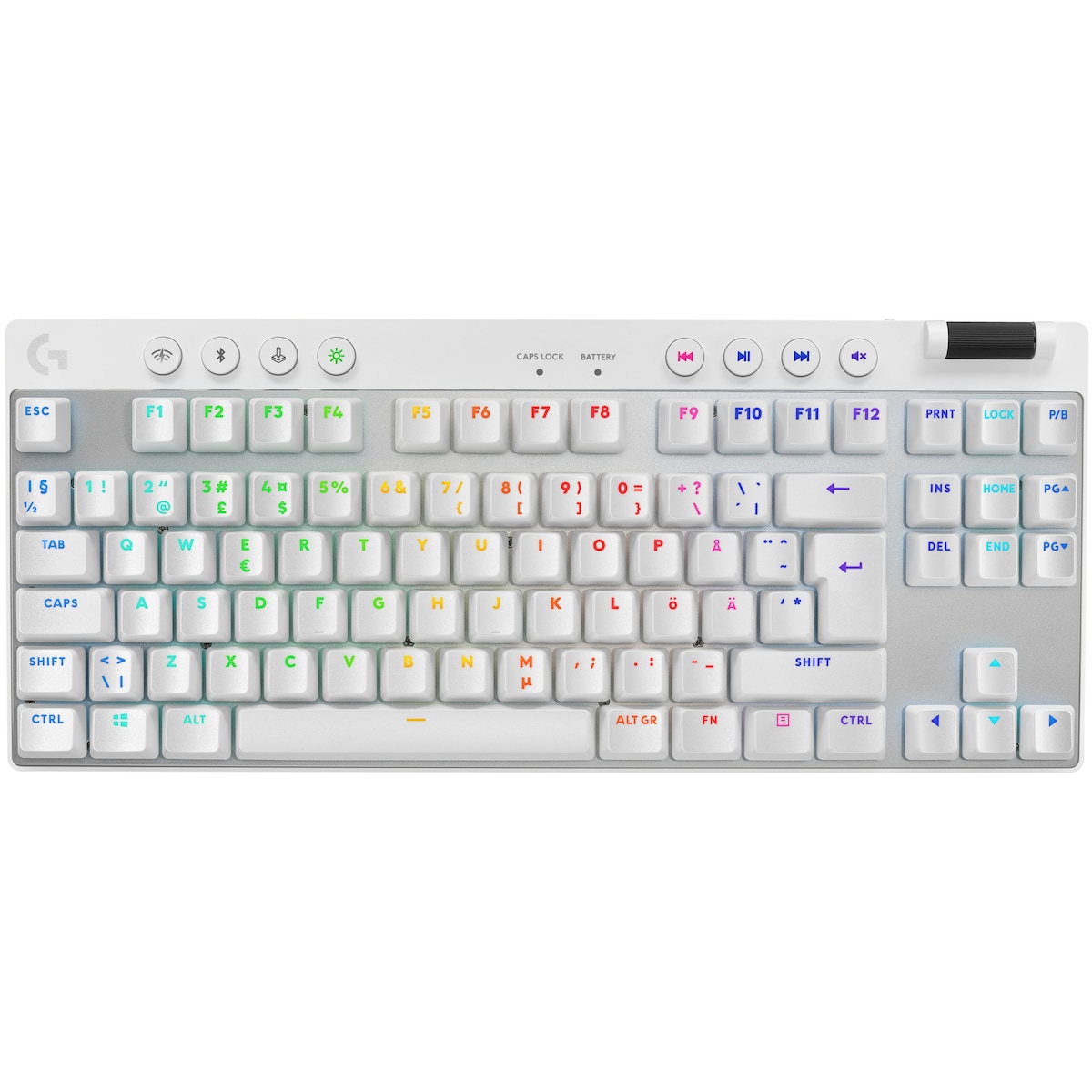 Logitech G PRO X TKL Lightspeed Tactile trådløst gamingtastatur (hvit)