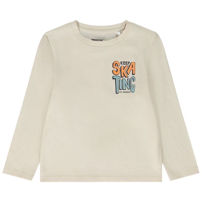 T-shirt manches longues avec dos printé pour garçon - Ecru