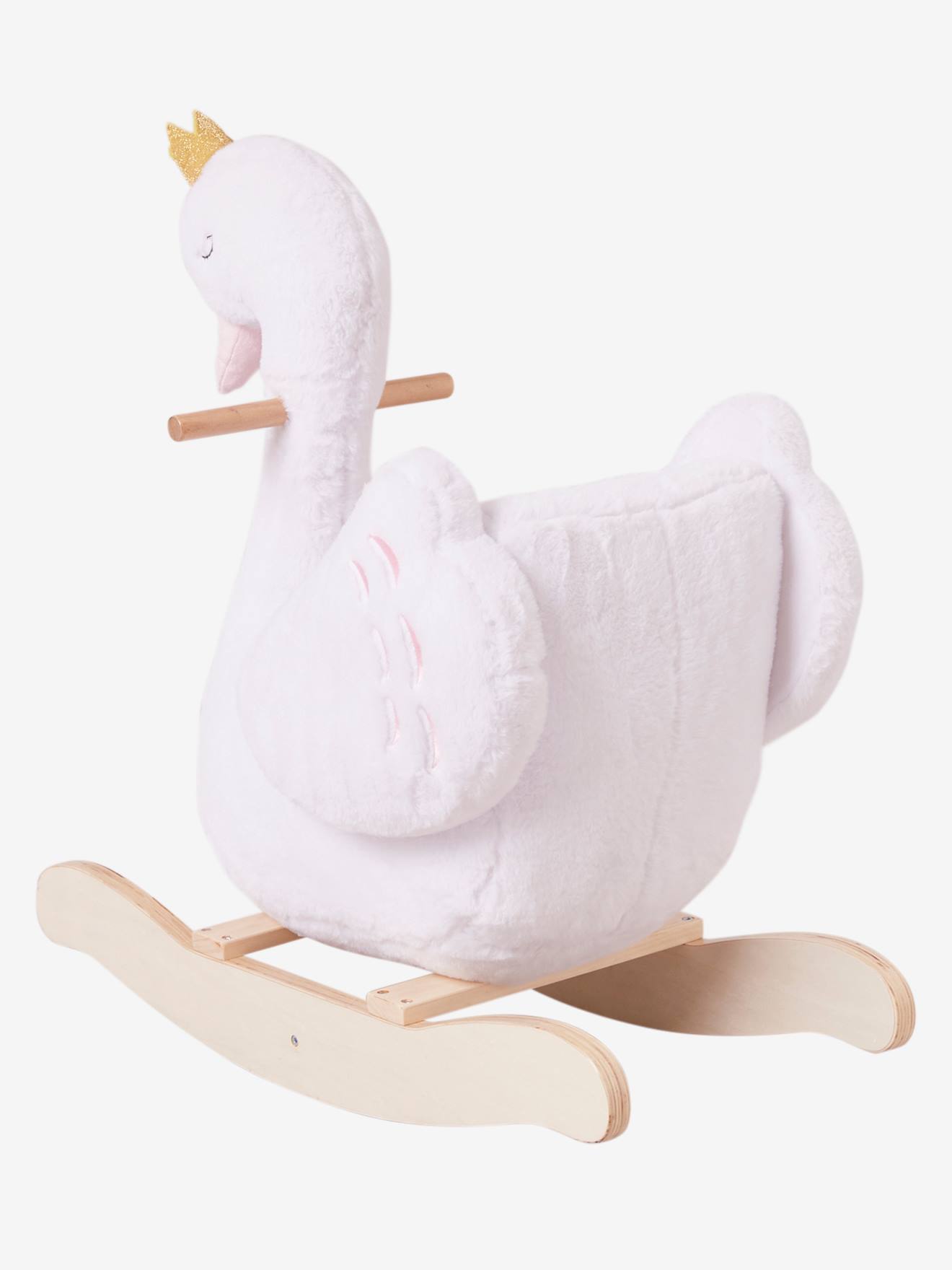 Cisne branco bebê balançando em um balanço