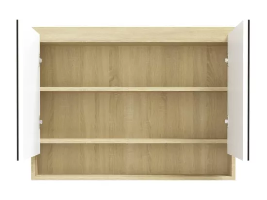 Armoire à miroir de salle de bain 80x15x60cm MDF Blanc et chêne