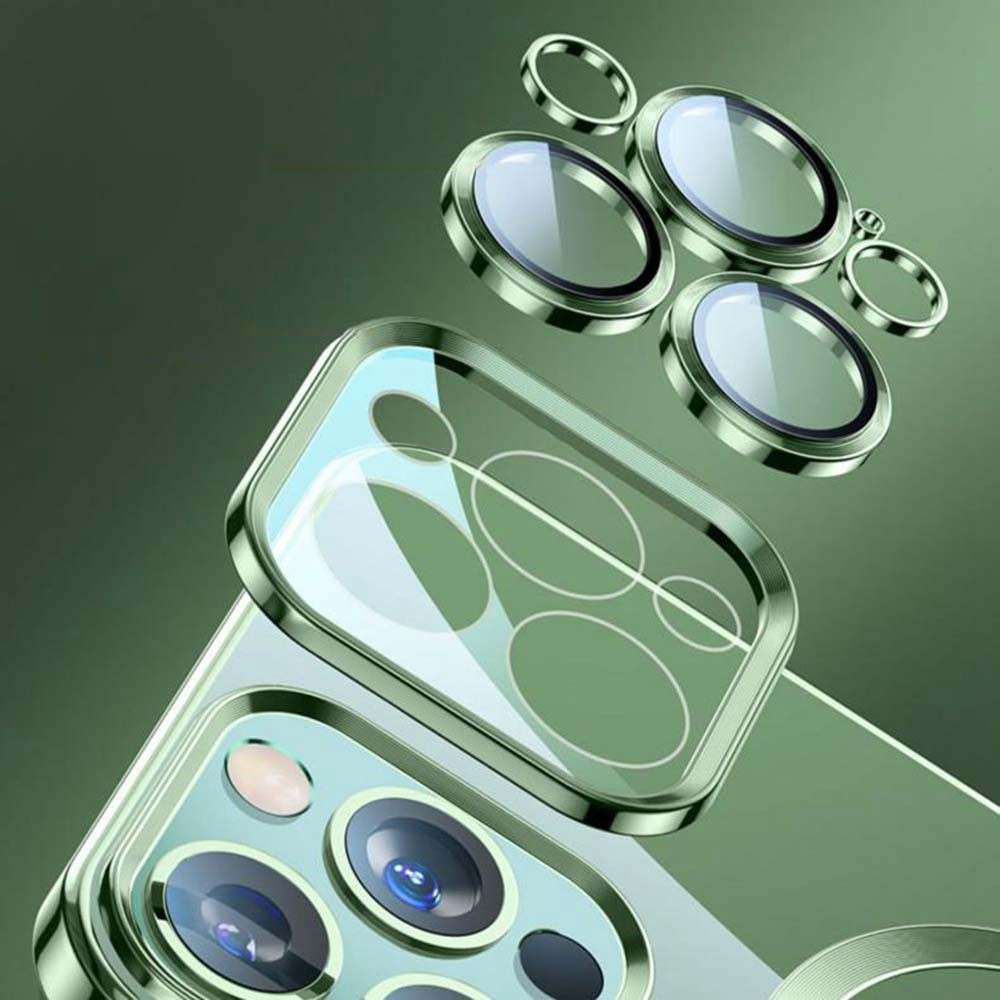 iPhone 13 Pro MagSafe Gummi Case Hülle mit Acryl Kameraglasschutz - Blau / Transparent