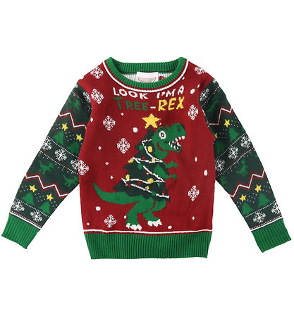 Jule-Sweaters Bluse m. Hell - The Tree-REX Sweater - Rot/Grün