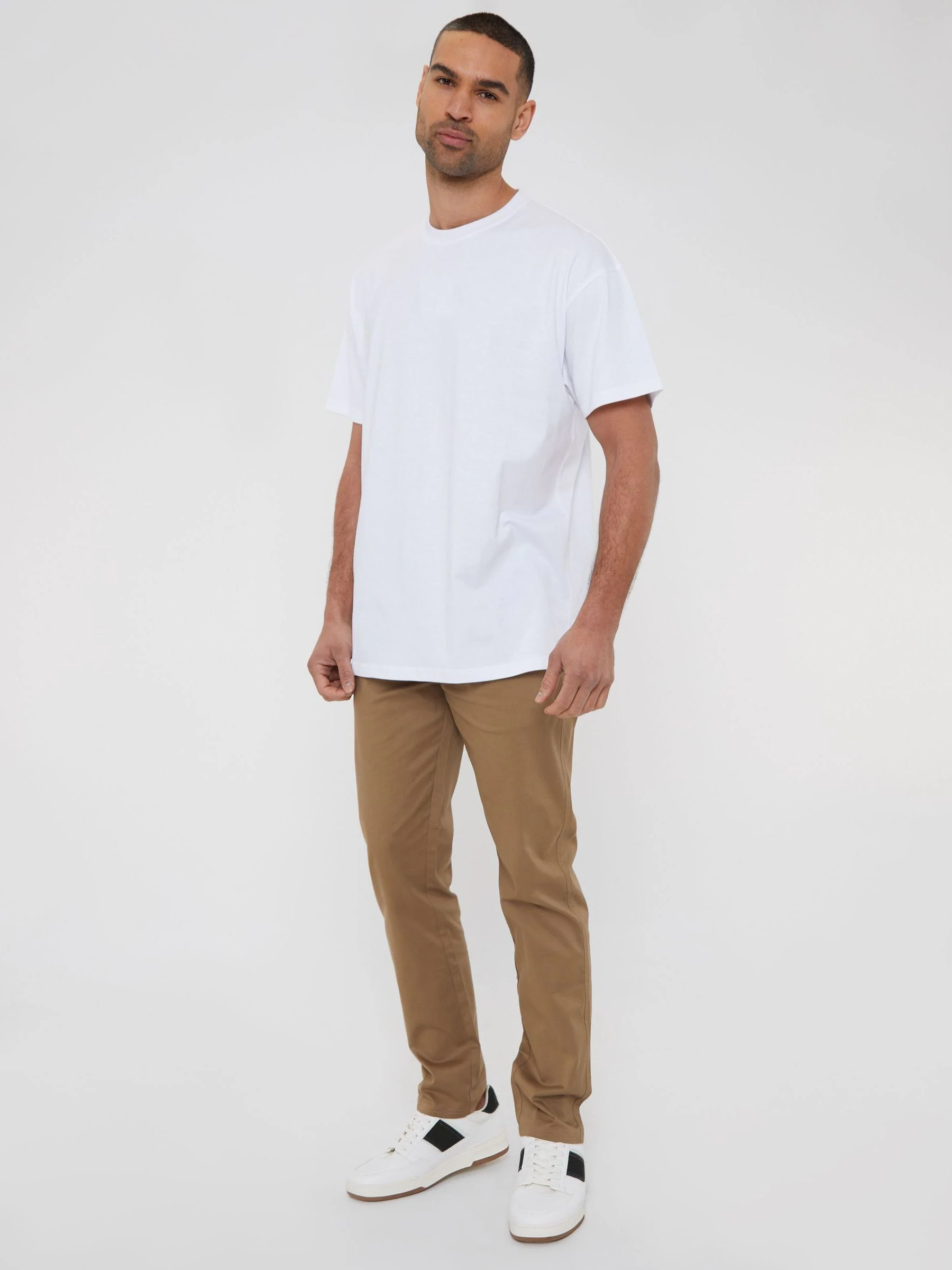 Donker kiezelkleurig - Threadbare Regular Fit Chino Trousers with Stretch